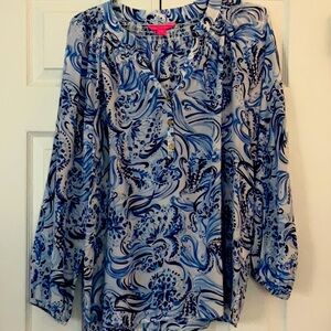 LILLY PULITZER Silk Elsa Blouse. XL NWOT